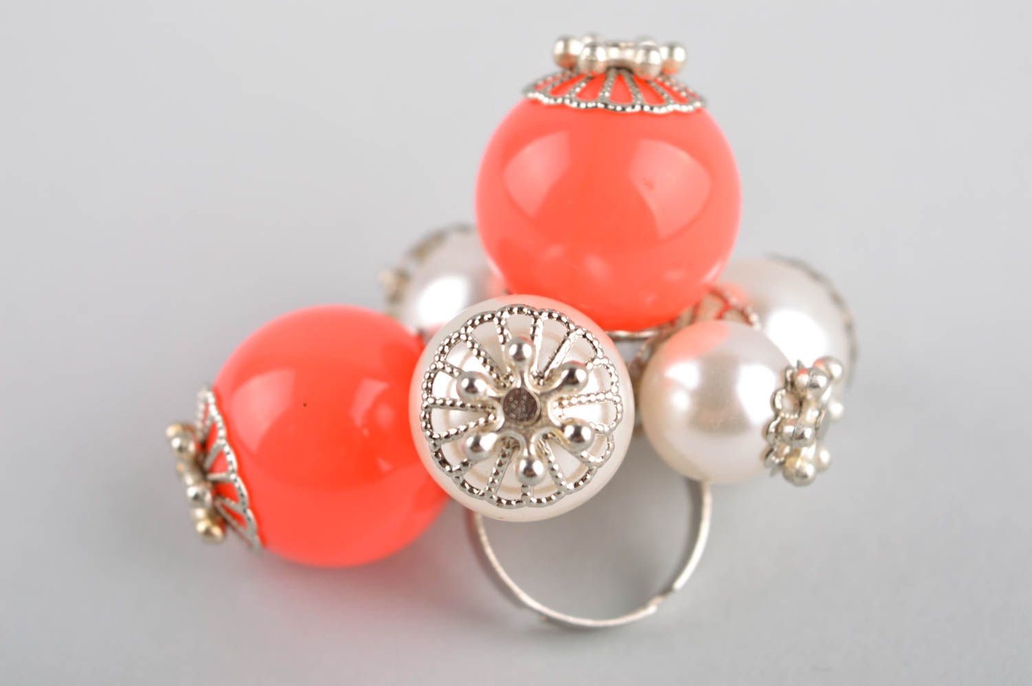 Кольцо из бусин кольцо ручной работы модное кольцо авторское красивое стильное фото 3