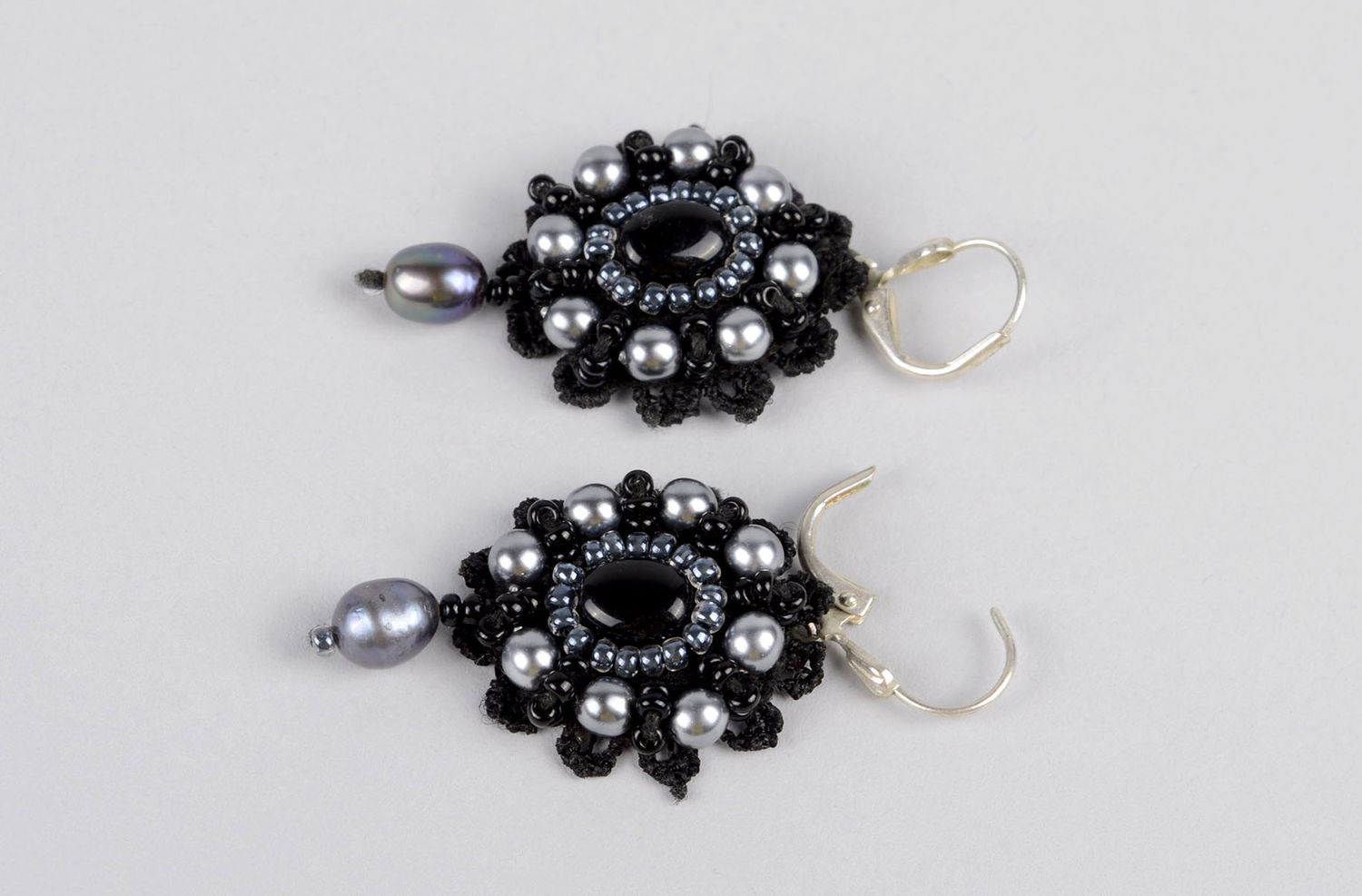 Handmade schwarze Glasperlen Ohrringe Designer Schmuck Accessoire für Frauen  foto 3