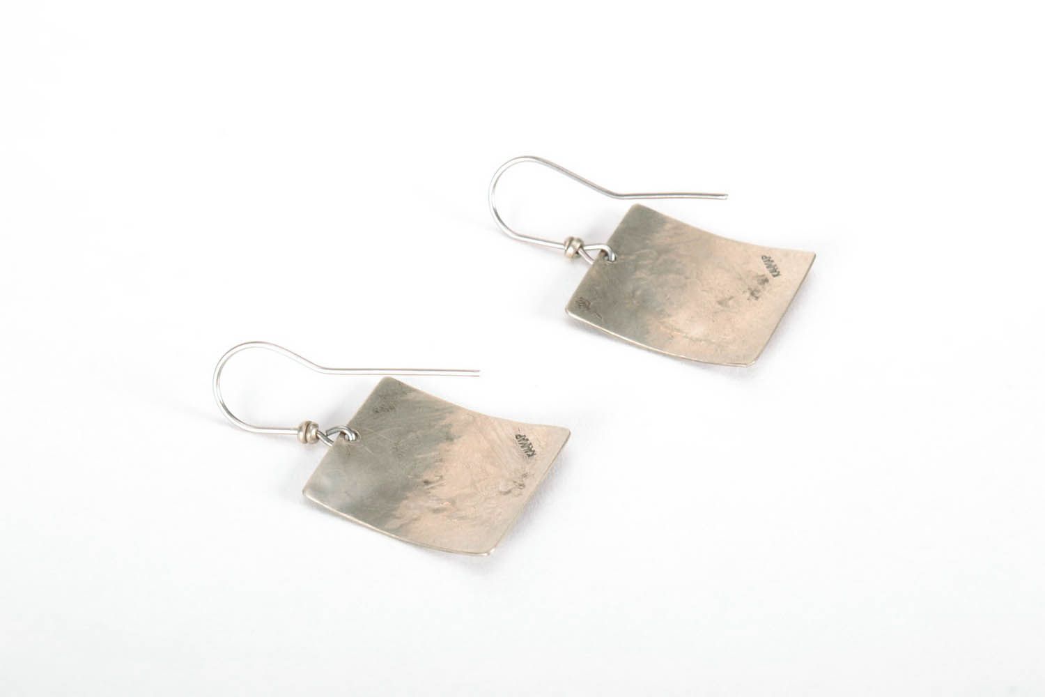 Square melchior earrings with ornament photo 4