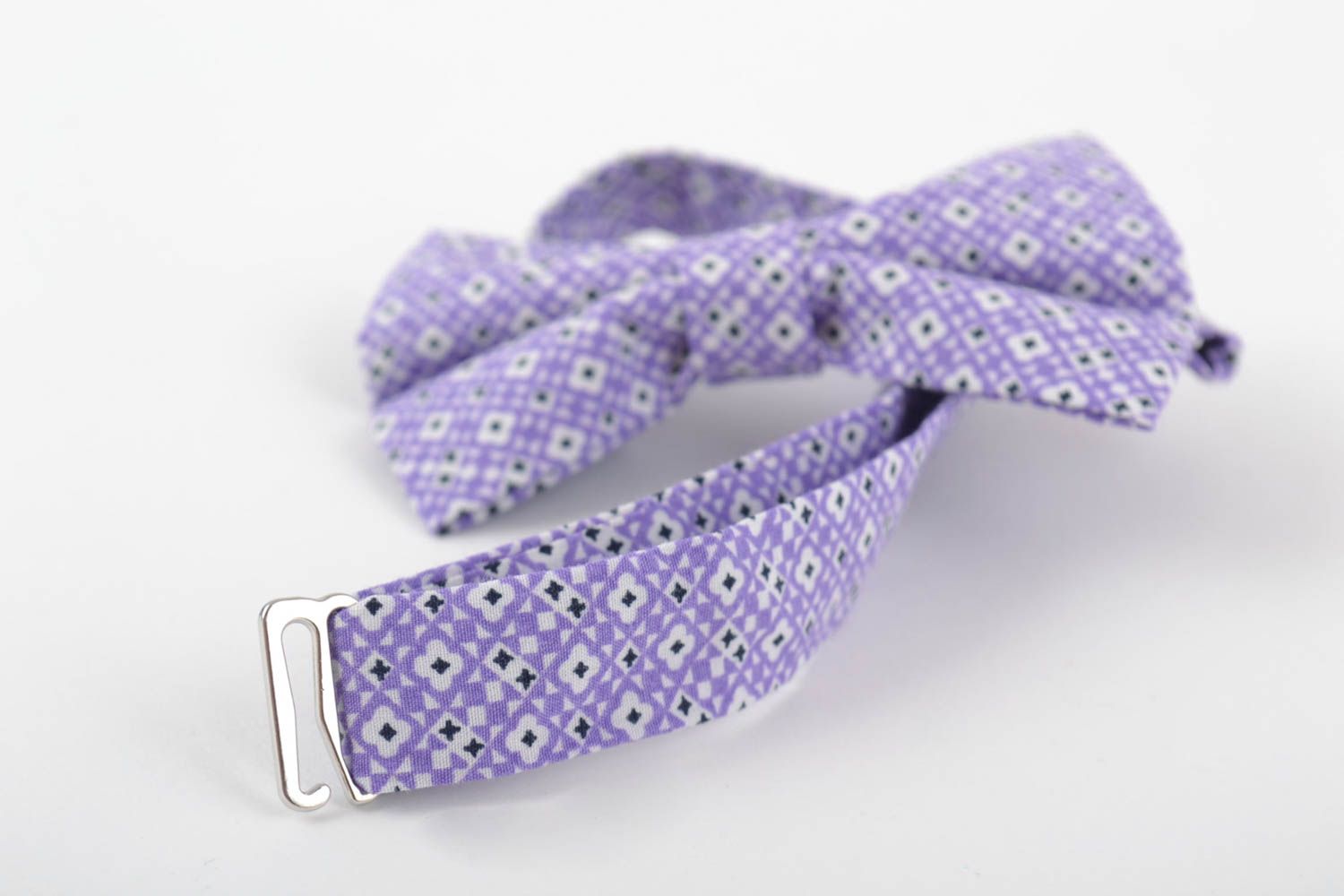 Beautiful motley handmade designer fabric bow tie with print photo 4