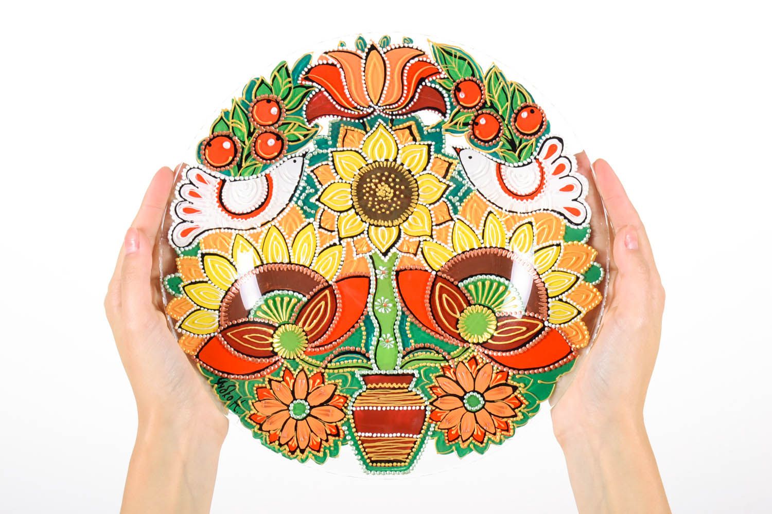 Assiette décorative faite main avec les tournesols  photo 5