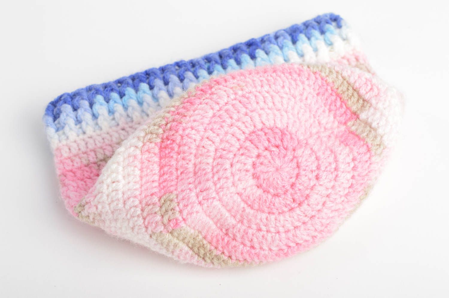 Bonnet tricot fait main Chapeau au crochet laine acrylique Vêtement fille design photo 4
