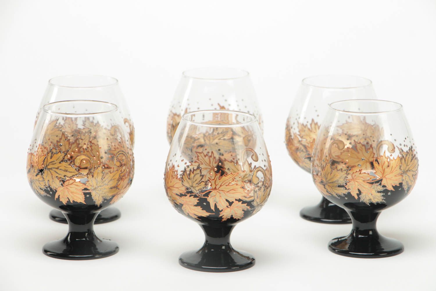 Стеклянные расписные бокалы для вина 400 мл набор 6 штук посуда ручной работы  фото 4
