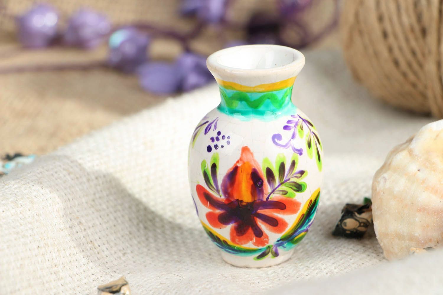 2 inches little ceramic colorful vase for shelf décor 0,09 lb photo 5