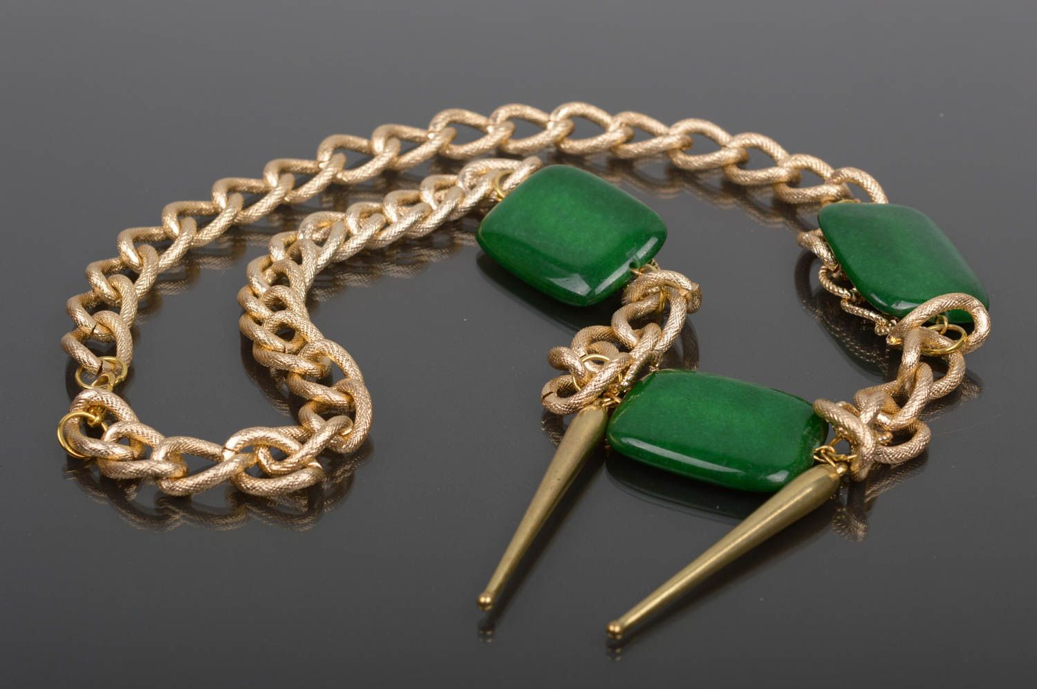 Handmade Rocailles Kette Designer Schmuck Halskette für Frauen aus Jadeit schön foto 2