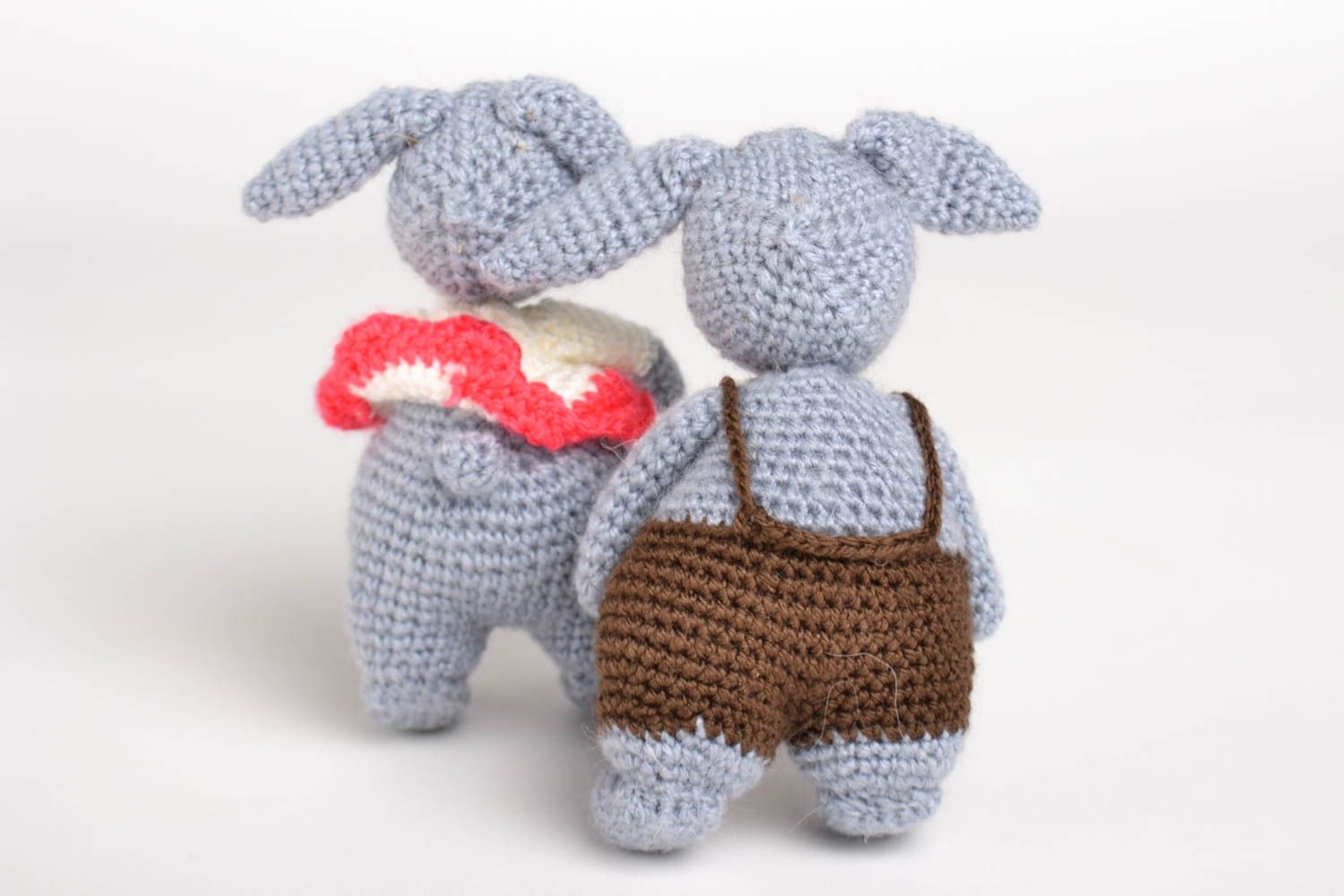 Jouets lapins tricotés Peluches faites main en mi-laine Cadeau pour enfant photo 4