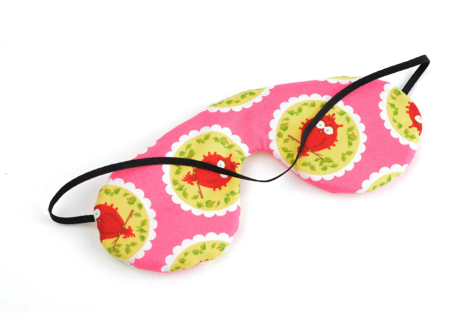 Розовые очки для сна с совушками ручной работы повязка для сна маска для сна фото 2