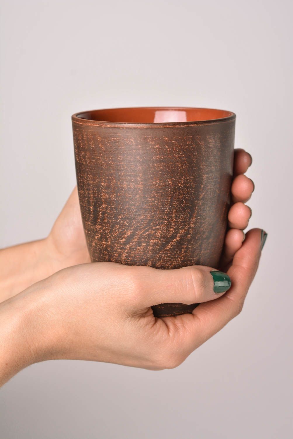 Becher aus Ton handgefertigt Keramik Trinkbecher Designer Geschirr 250 ml foto 2
