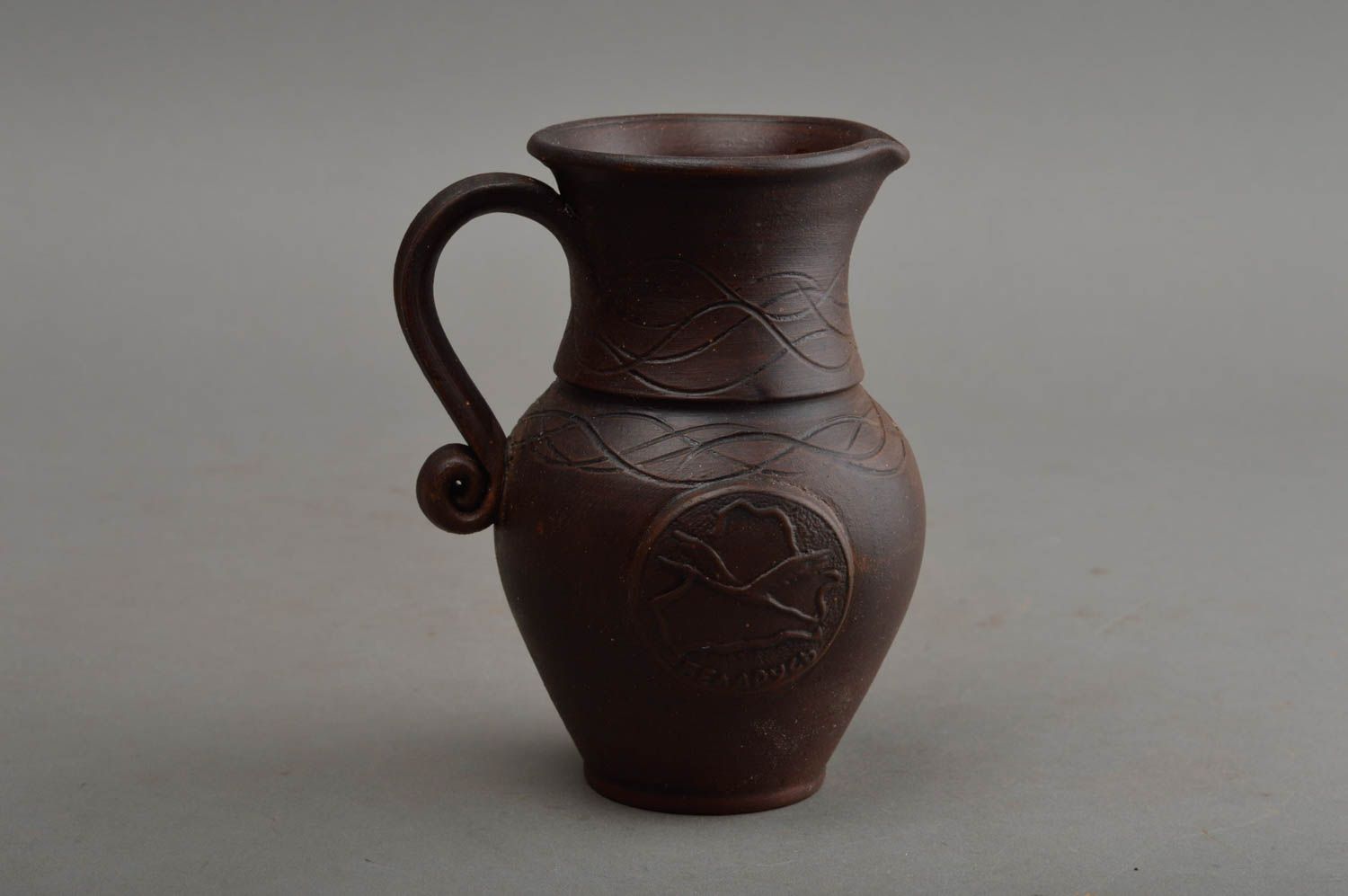 Kleiner Keramik Krug für Sahne oder Soßen 100 ml aus rotem Ton handmade  foto 2