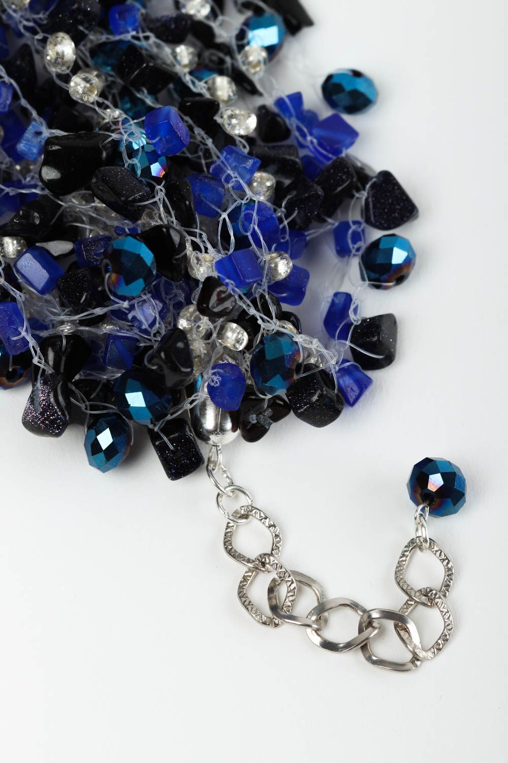 Браслет ручной работы браслет из бусин синий браслет из натуральных камней фото 2