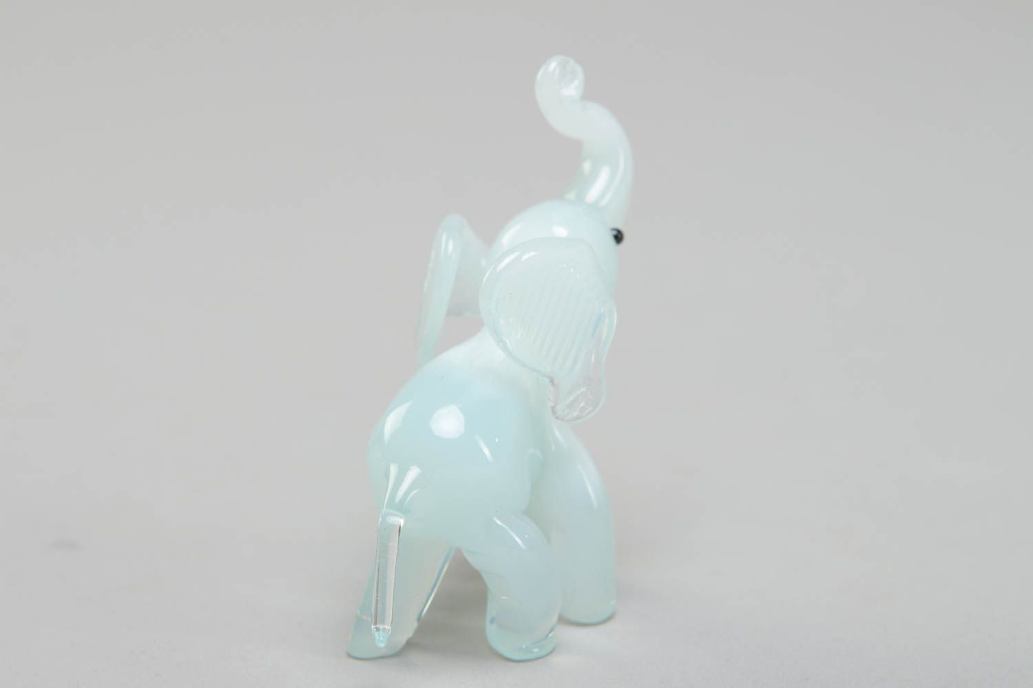 Lustige Lampwork Figurine Elefant aus Glas weiß foto 3
