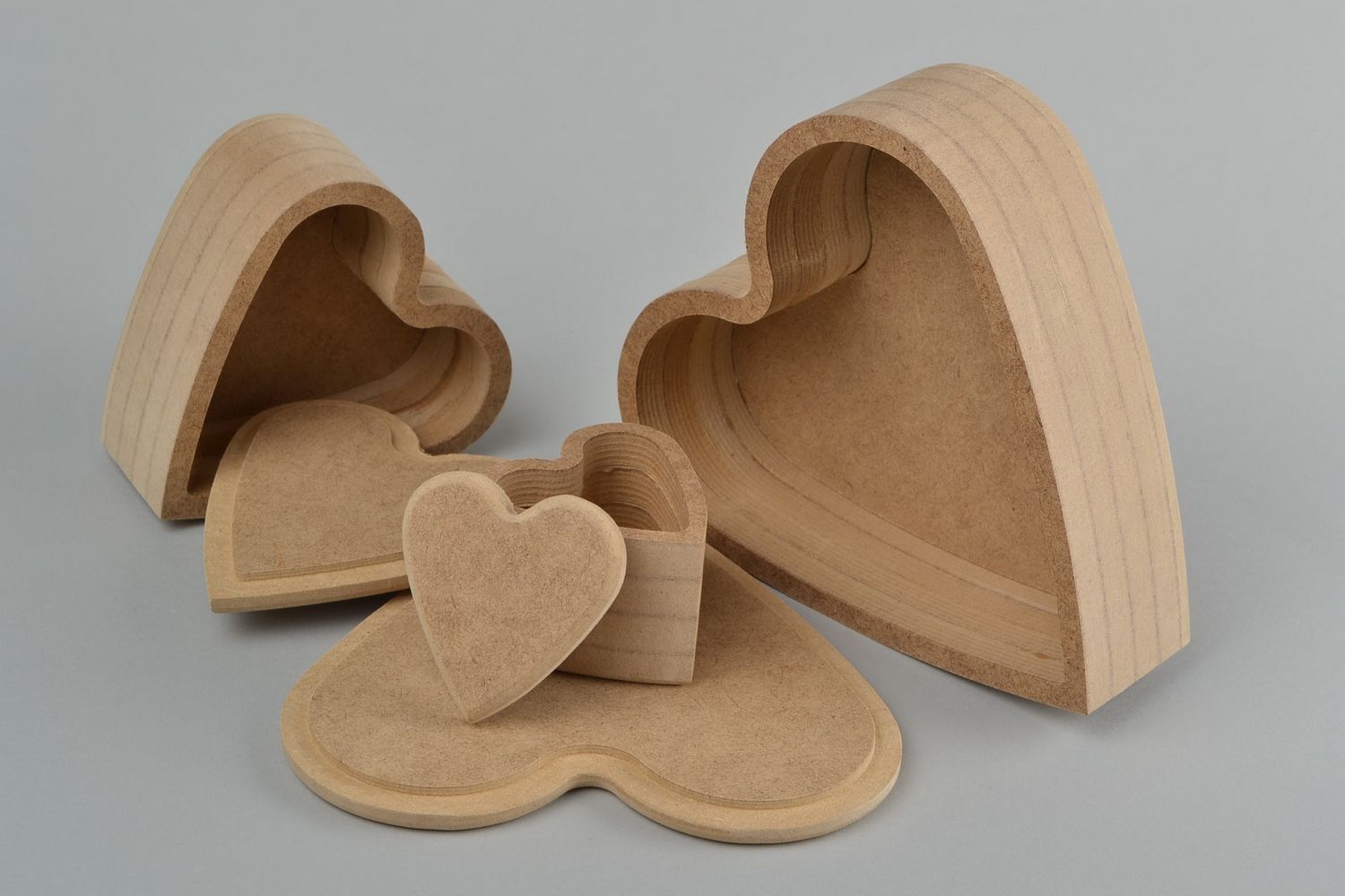 Boîtes en forme de coeur à décorer 3 pièces de différentes tailles faites main photo 4