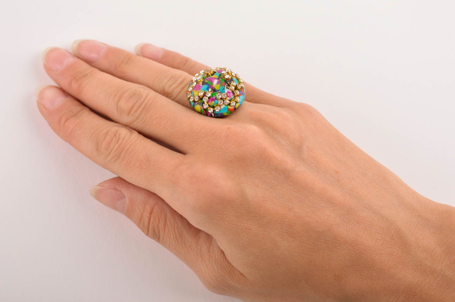Handmade Ring Modeschmuck Geschenk Idee Ring Damen Designer Accessoire  bunt foto 5