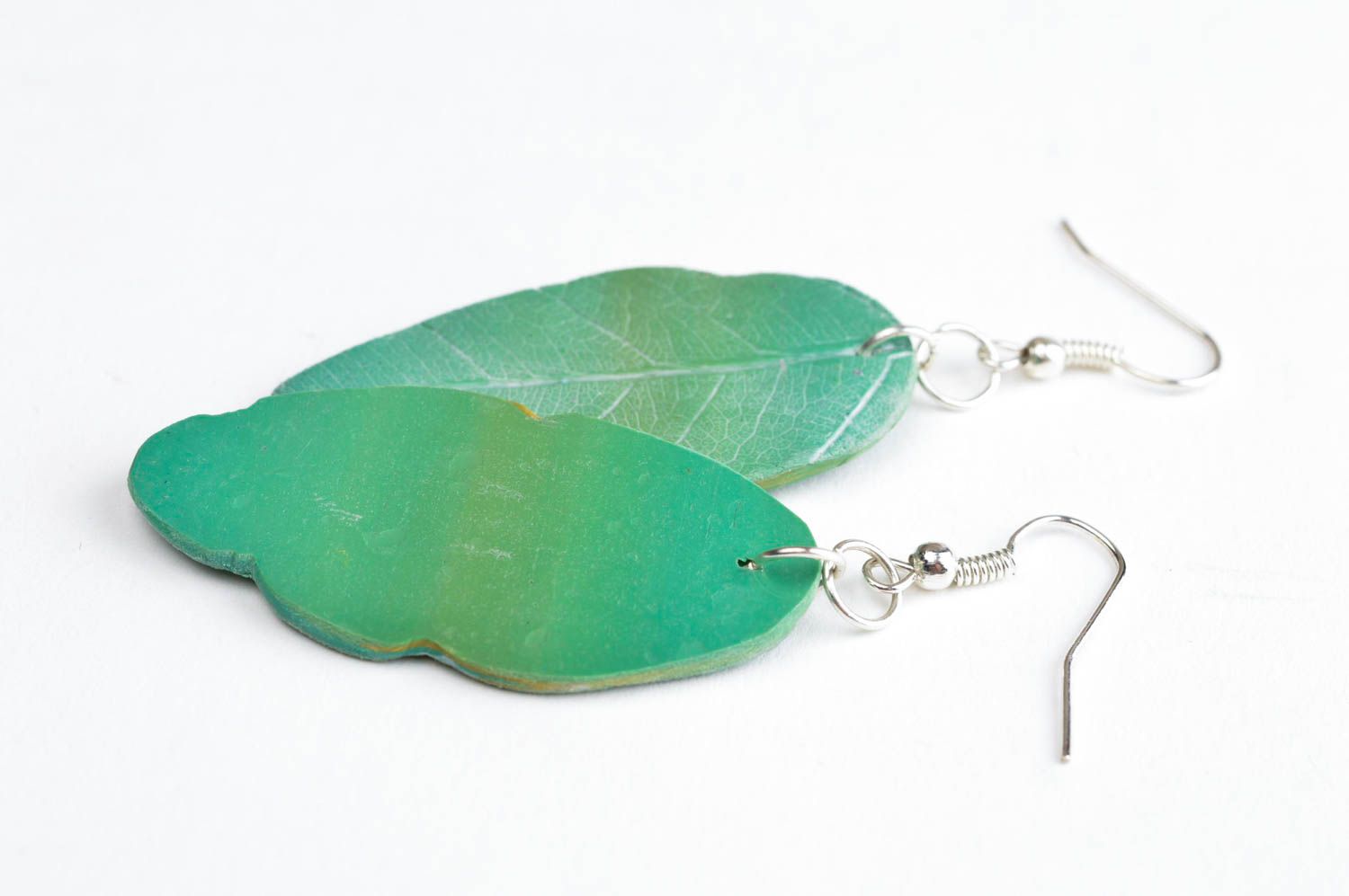 Handmade green cute earrings unusual designer earrings stylish accessory photo 4