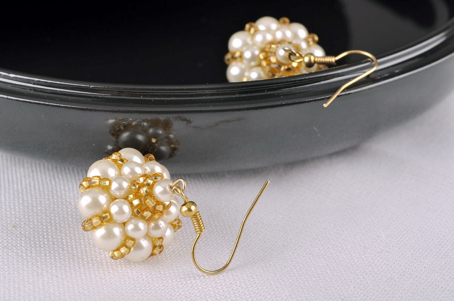 Earrings made of Italian beads and pearls Crown photo 4
