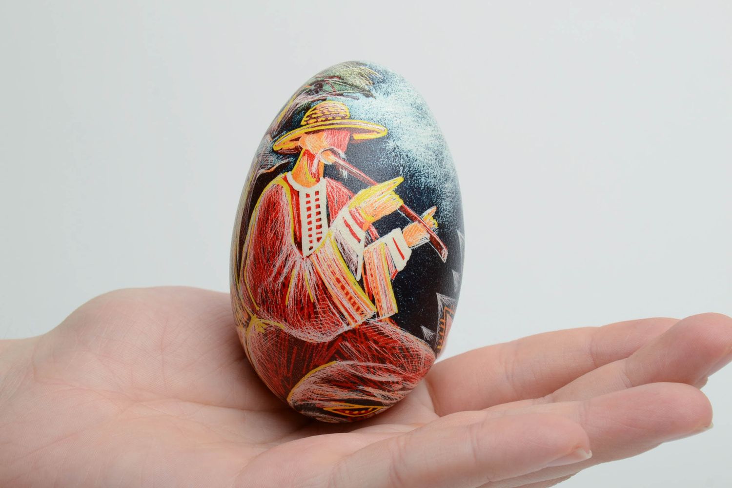 Пасхальное яйцо гусиное с росписью ручной работы авторское фото 5
