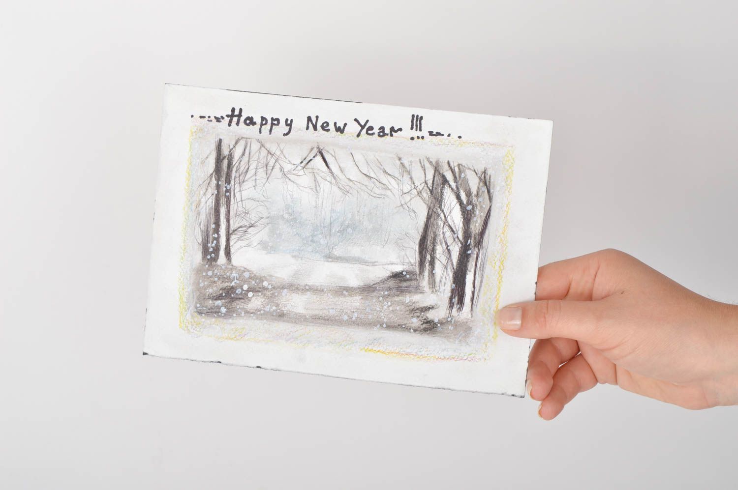 Tarjeta navideña hecha a mano con paisaje postal de felicitación regalo original foto 5