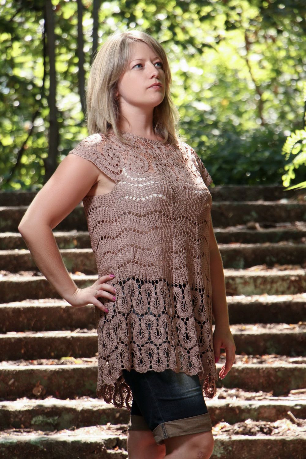 Knitted tunic, Bruges lace
 photo 4