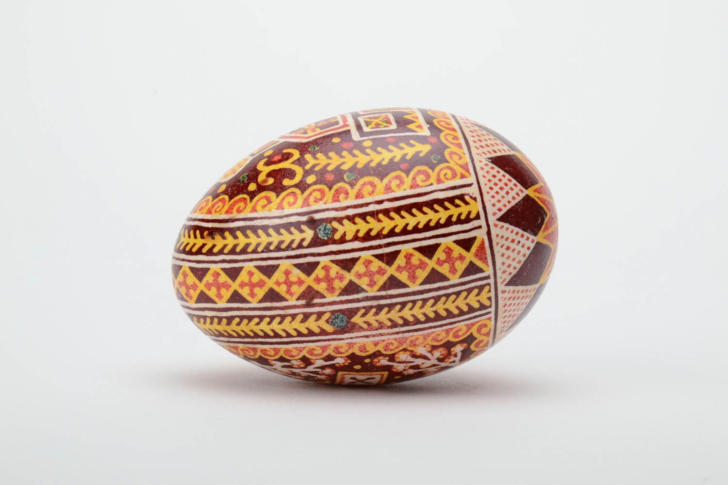Handmade art painted egg for Easter with church and cross patterns photo 3