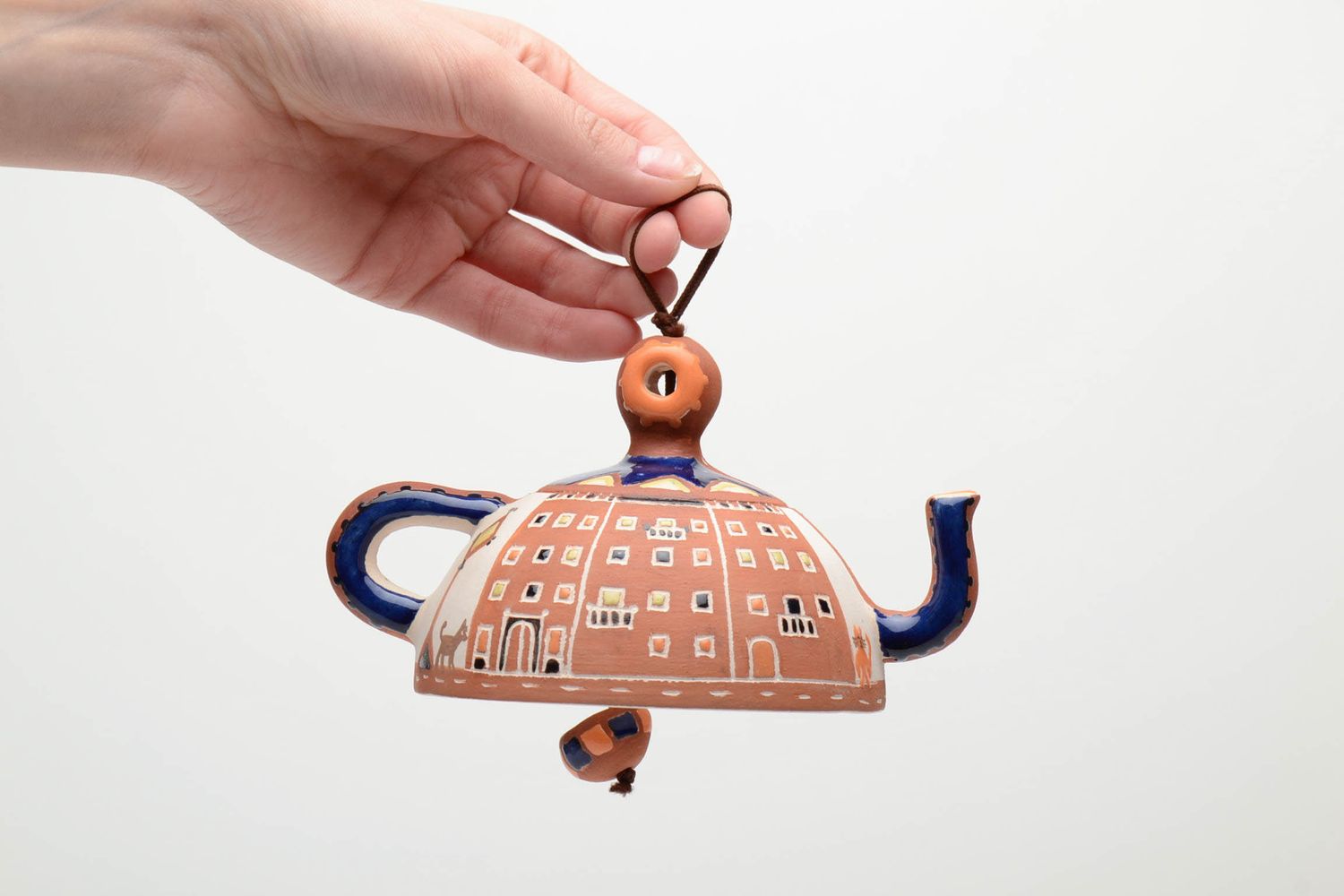 Clay bell figurine of teapot photo 4