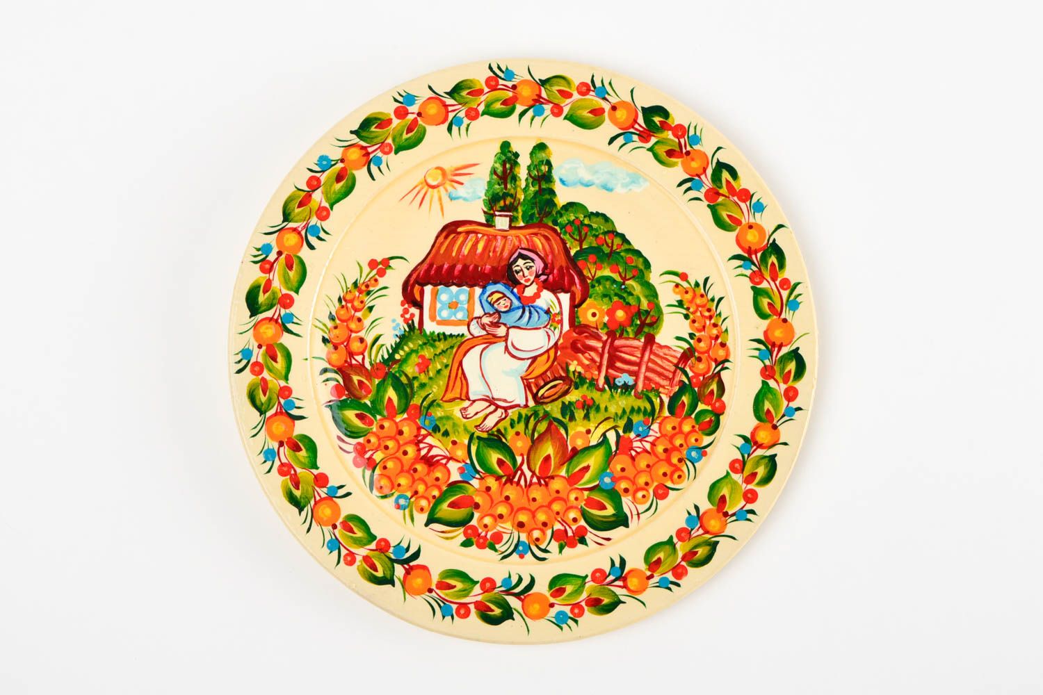 Тарелка с росписью ручной работы подарочная тарелка декор для дома красивая фото 4