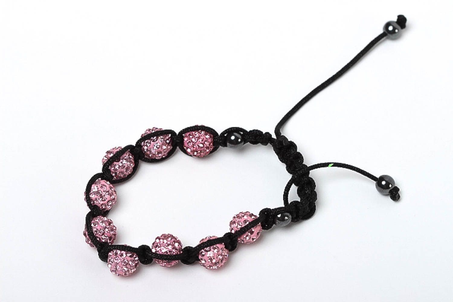 Плетеный браслет ручной работы авторское украшение женский браслет розовый фото 2