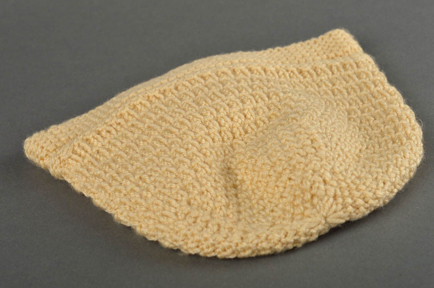 Bonnet tricot fait main Chapeau au crochet chaud jaune fleurs Vêtement enfant photo 4