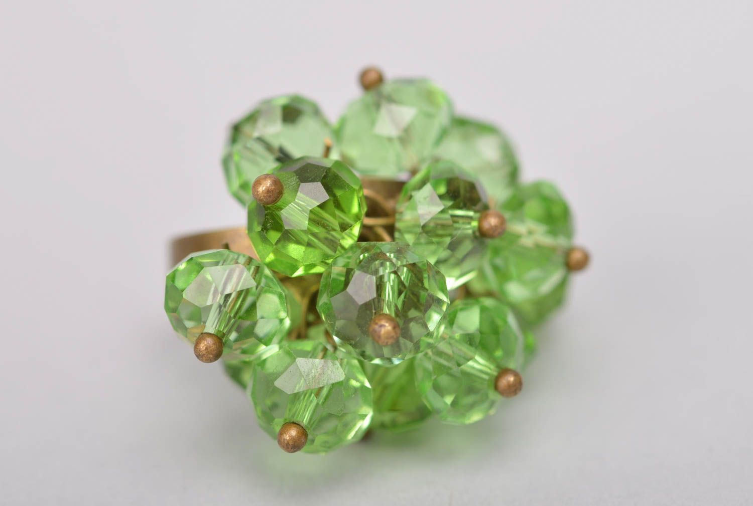 Handmade faceted beads ring designer green jewelry stylish accessories present photo 5