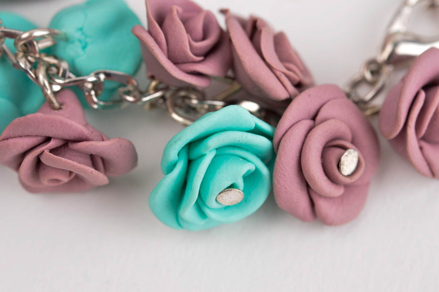 Handmade bracelet flower bracelet clay accessory designer jewelry gift ideas photo 5