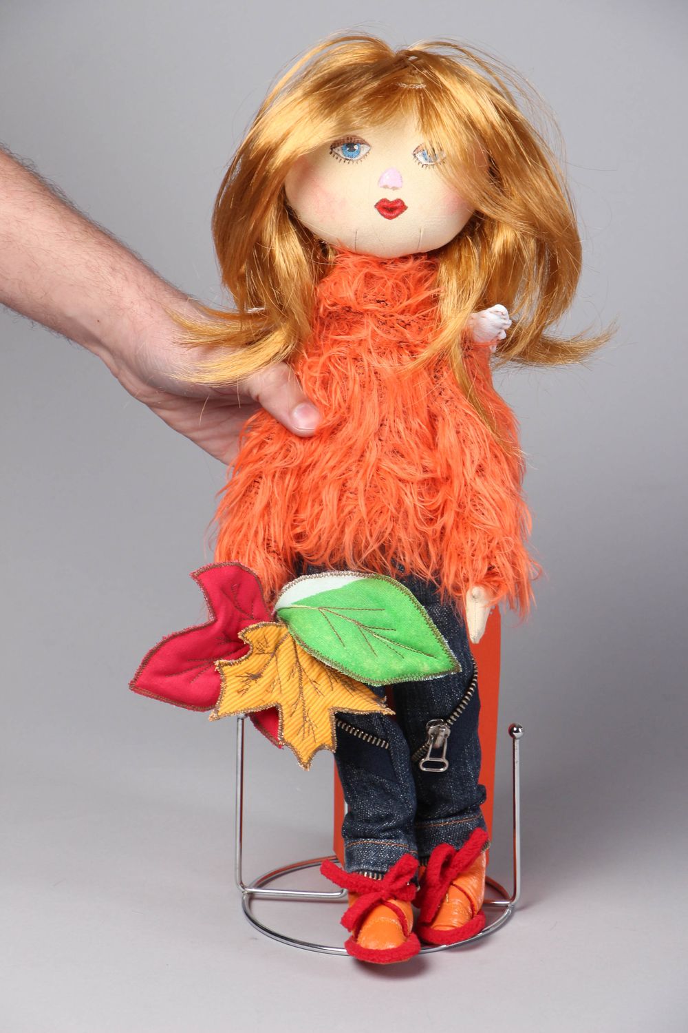 Collectible textile doll with holder photo 4