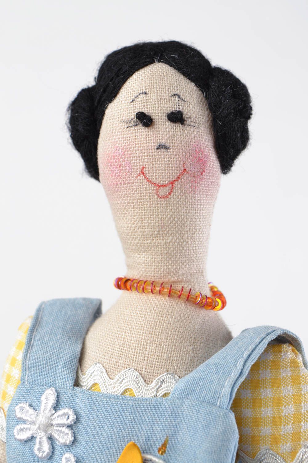 Designer handmade doll made of natural fabrics beautiful toy for children photo 4