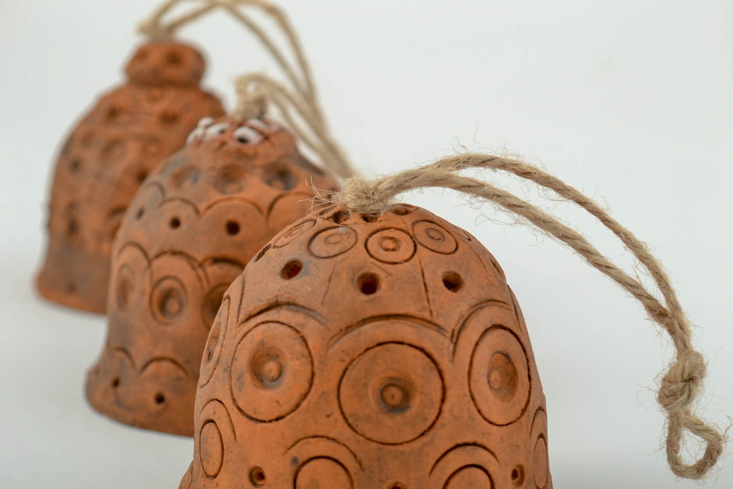 Handmade 3 clay bells unique festive ceramic presents designer interior ideas photo 3