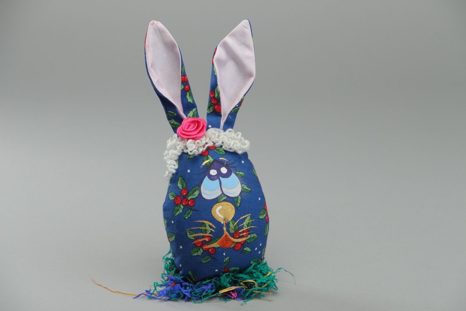 Juguete de peluche artesanal conejo de Pascua de tela pequeño blando foto 1