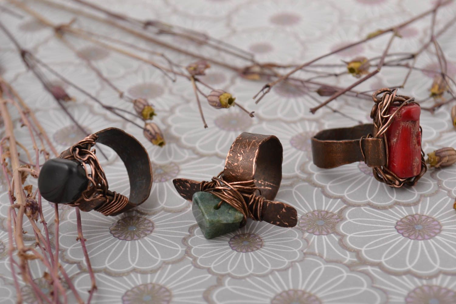 Bagues cuivre 3 Bijoux faits main Accessoires femme wire wrap cadeaux originaux photo 1