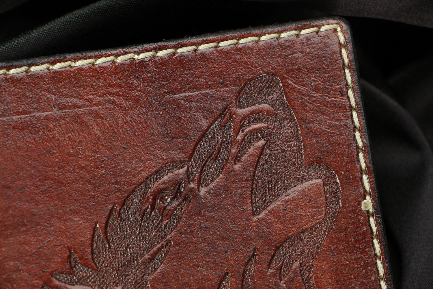 Leather passport cover Wolf photo 3