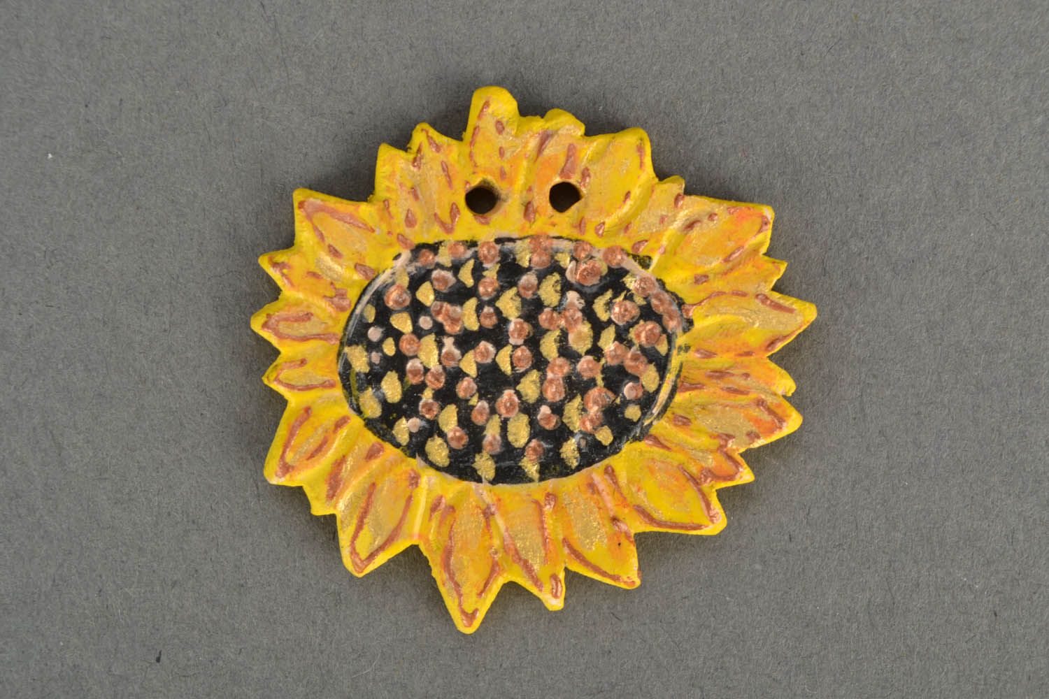 Clay pendant Sunflower photo 3