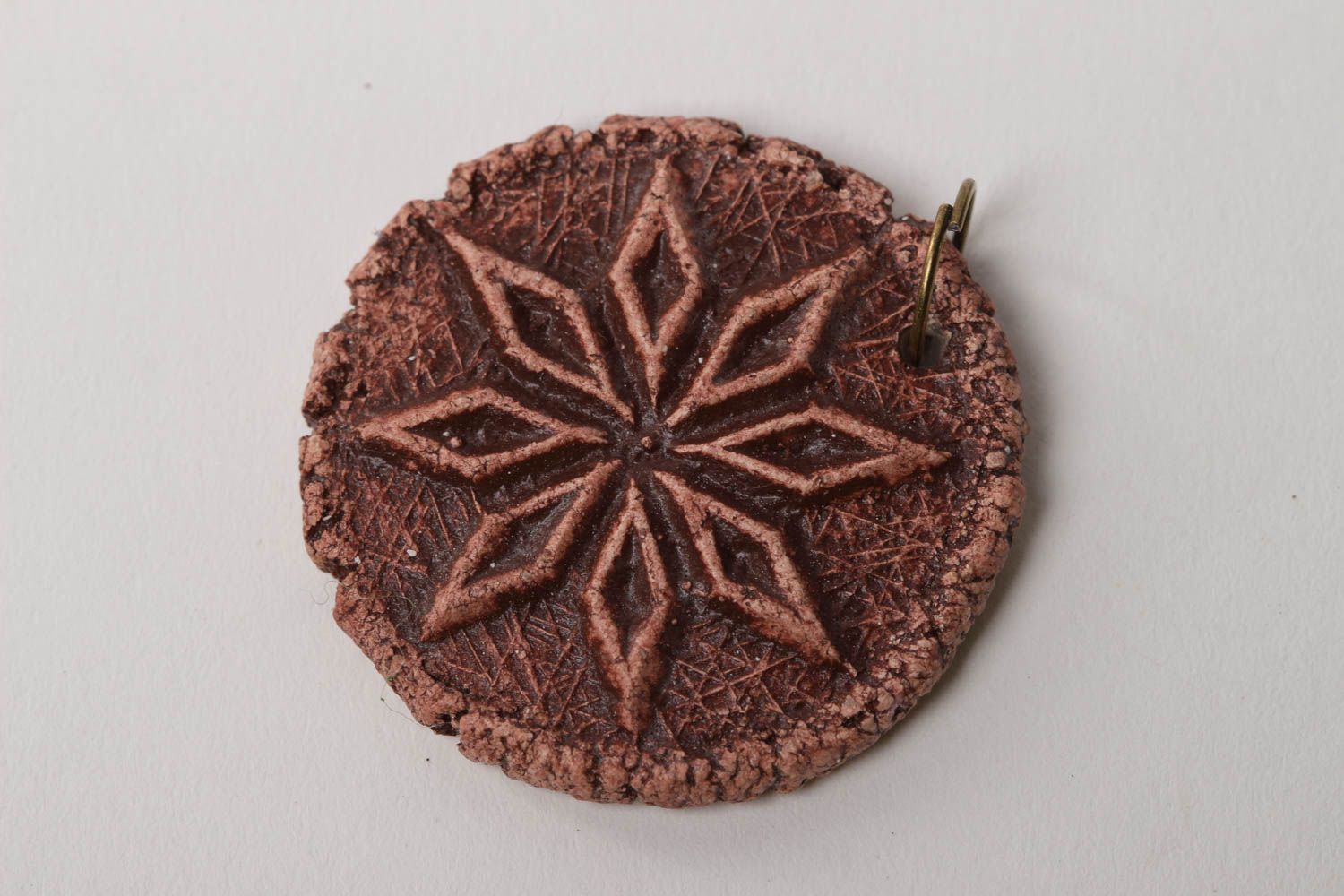 Ceramic individual amulet unusual handmade pendant stylish ethnic pendant photo 2