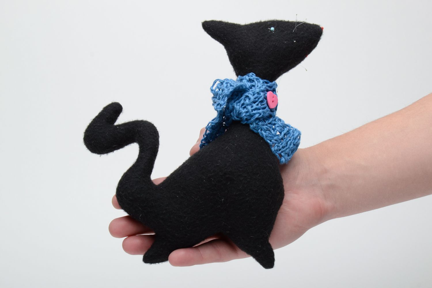 Игрушка кот черный из флиса  фото 4