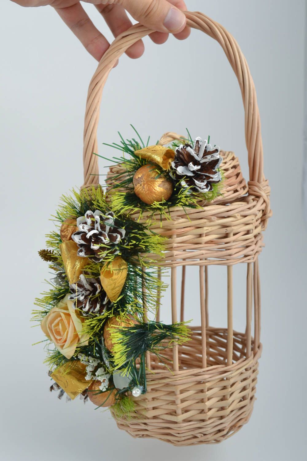 Handmade decorative basket woven basket Easter basket ideas designer accessories photo 5