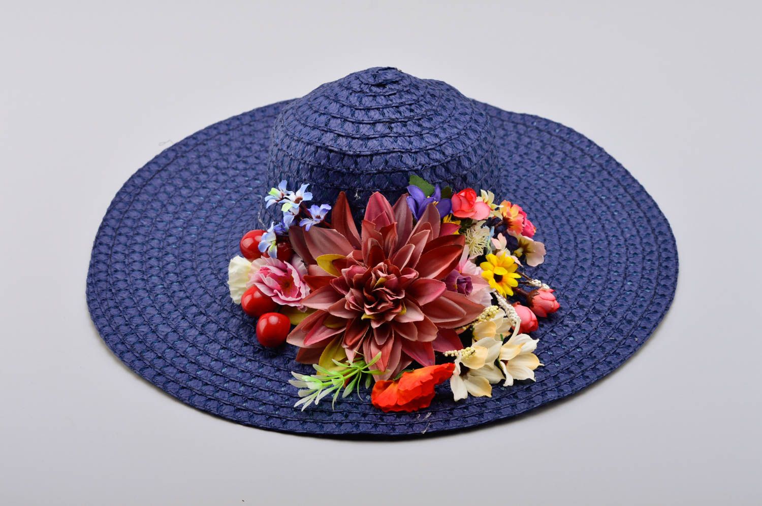 Handmade schöner Damen Hut Accessoire für Frauen Sommer Hut blumige Wiese foto 2