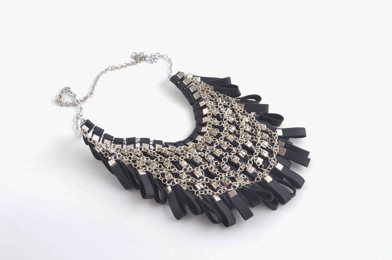 Handmade elegant black necklace unusual massive necklace stylish present photo 4