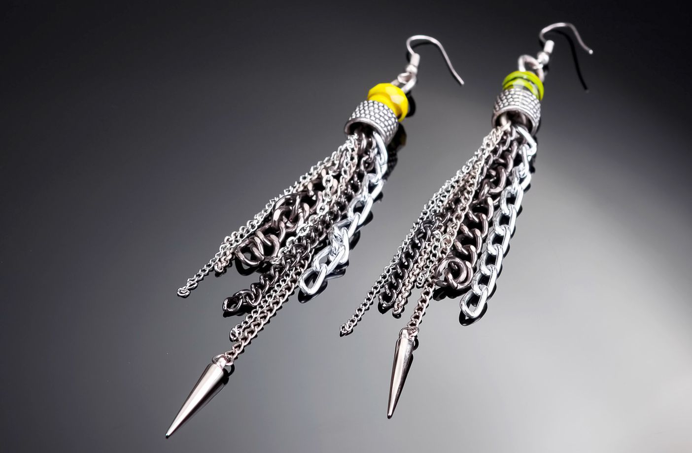 Earrings made of metal Chains photo 1