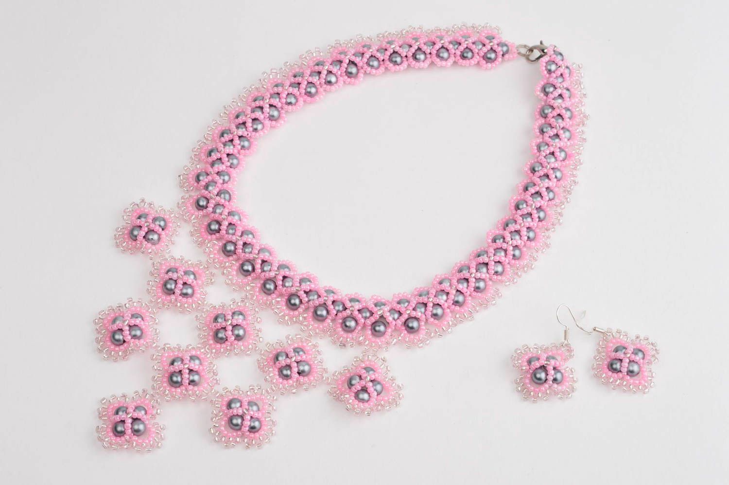 Designer necklace handmade jewelry set unusual earrings present for women photo 2