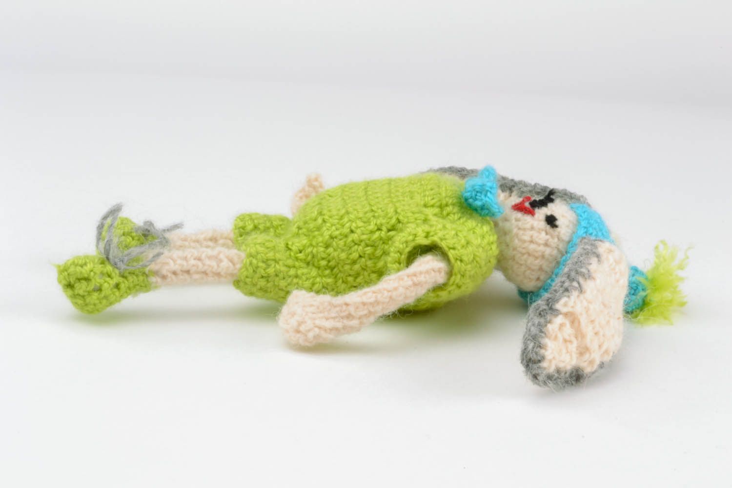 Soft toy hare in green photo 3