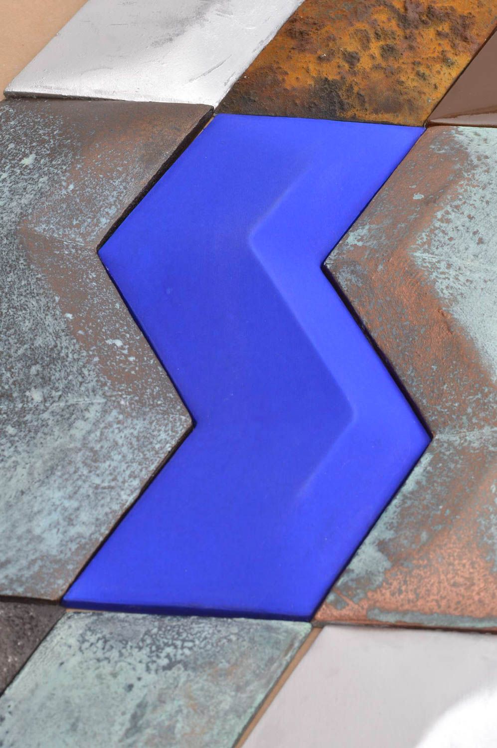 Carreau déco Carrelage design fait main Déco maison bleu mat plâtre zigzag photo 1