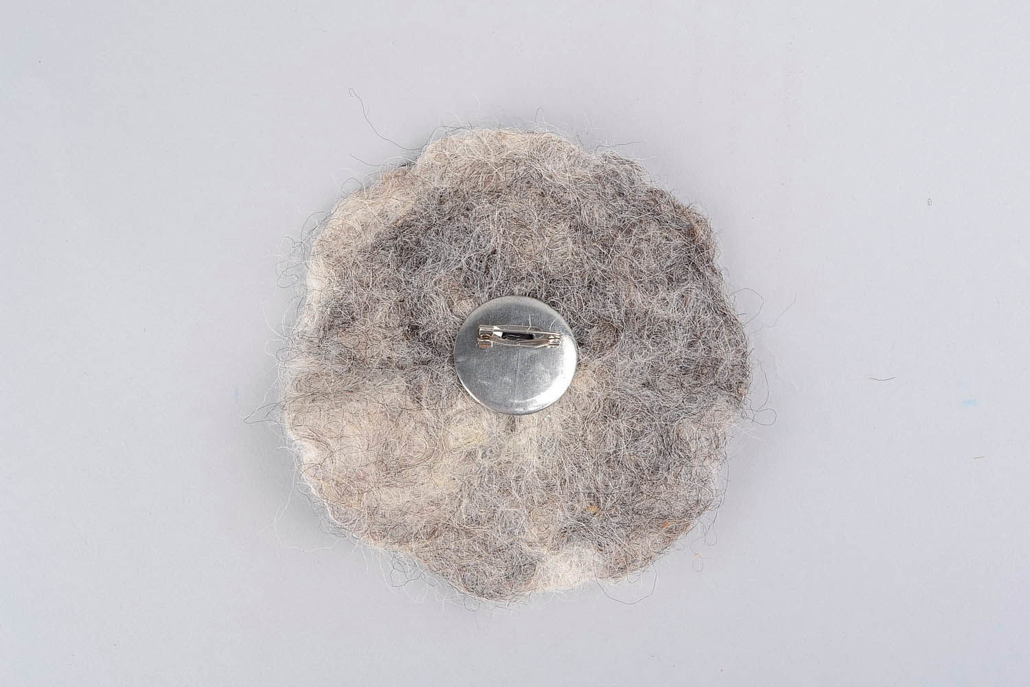 Brooch made of felted wool Grey Flower photo 3