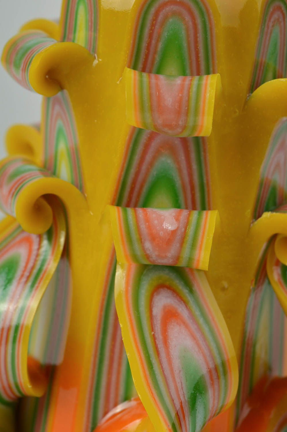 Bougie fait main Bougie sculptée paraffine jaune-vert-orange Décoration maison photo 5
