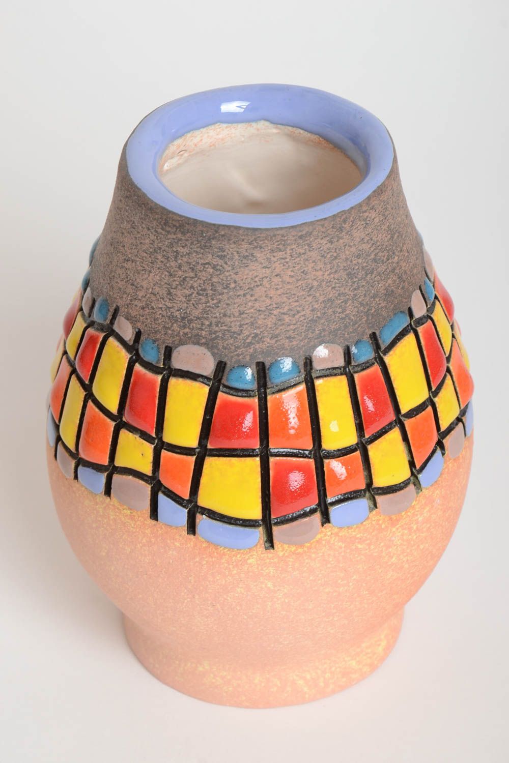 Handmade Keramik Vase originell Haus Deko schöne ausgefallene Vase bemalt 800 ml foto 4