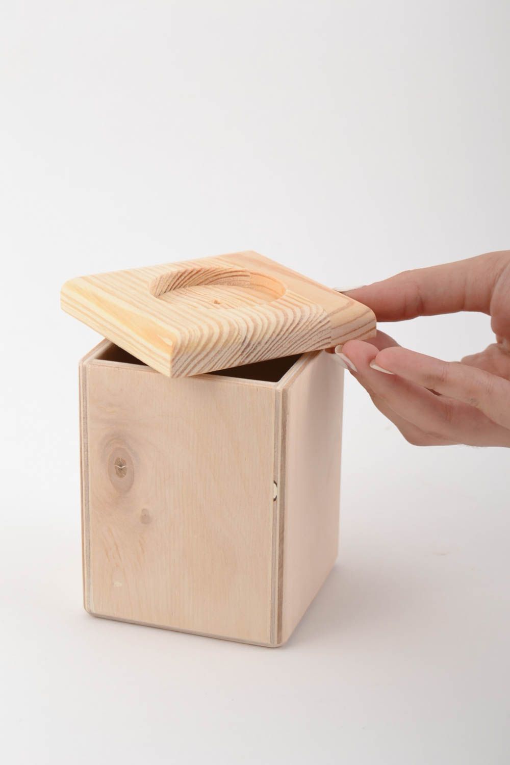 Holz Teelichthalter Rohling zum Bemalen Box interessant handgemacht originell foto 5