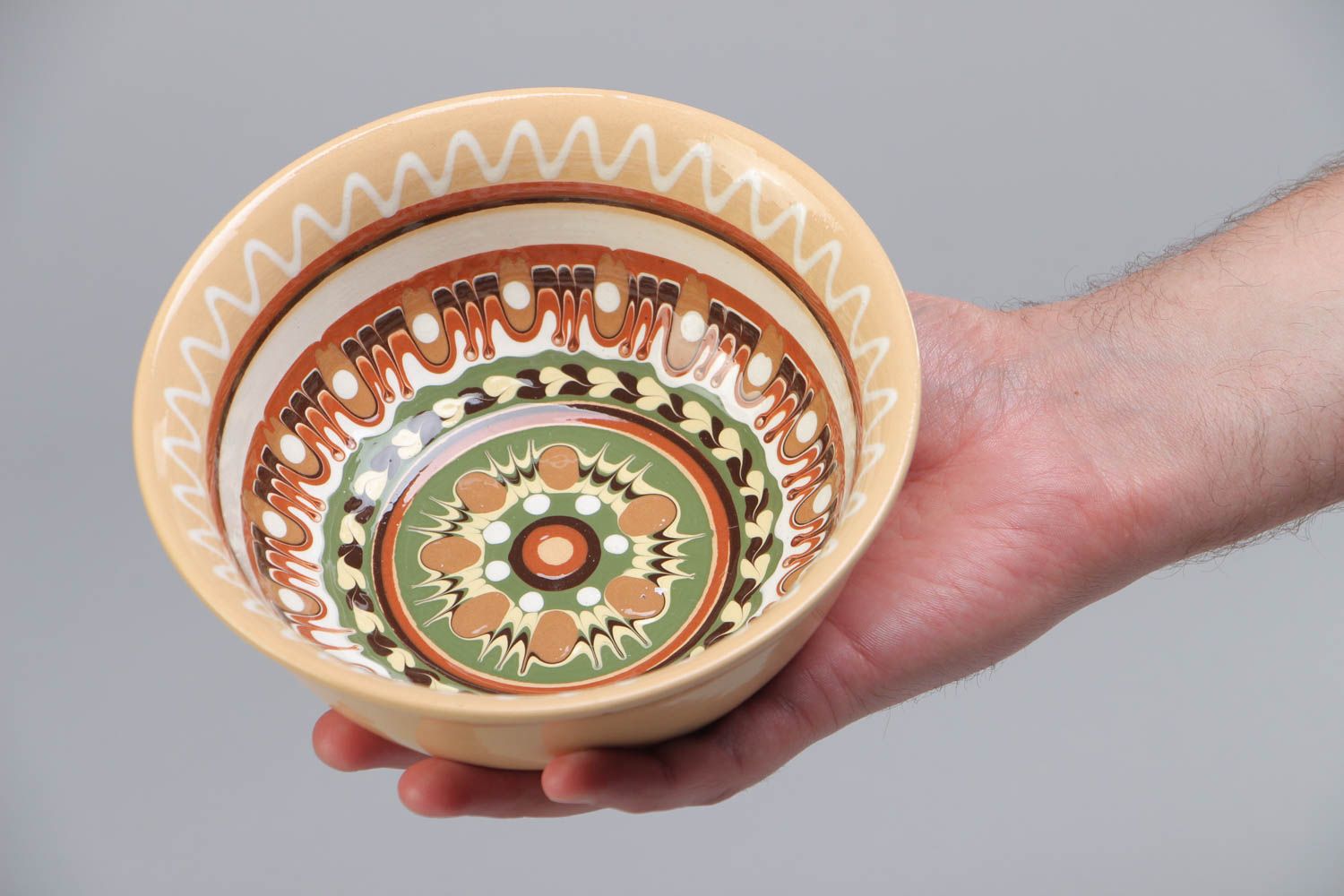 Bol de céramique avec peinture de glaçure fait main vaisselle 40 cl ethnique photo 5